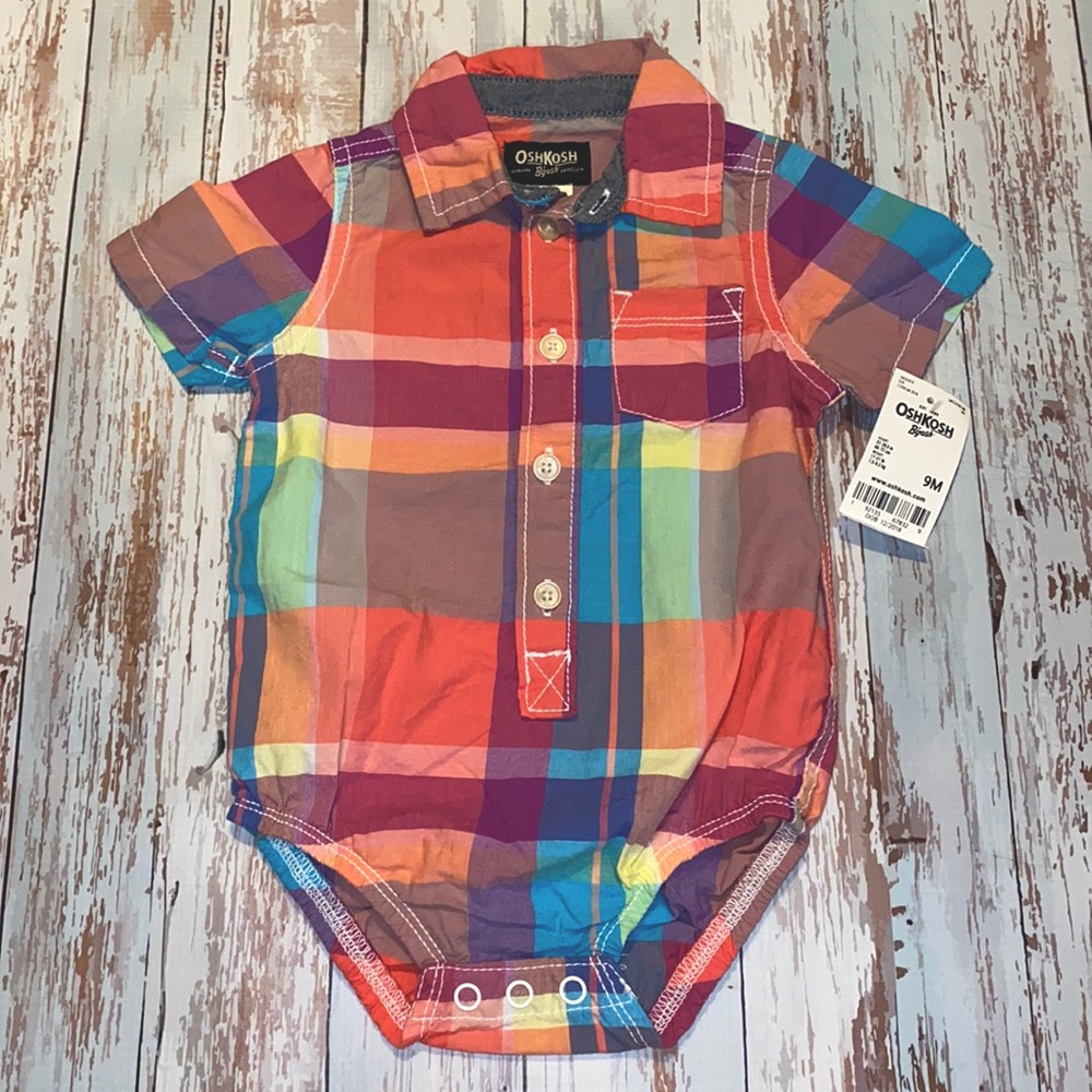 Oshkosh 9 months Plaid Bodysuit NWT